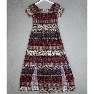 Soft Surroundings Maxi Dress Women's Medium Smocked Floral Boho Festival Slits